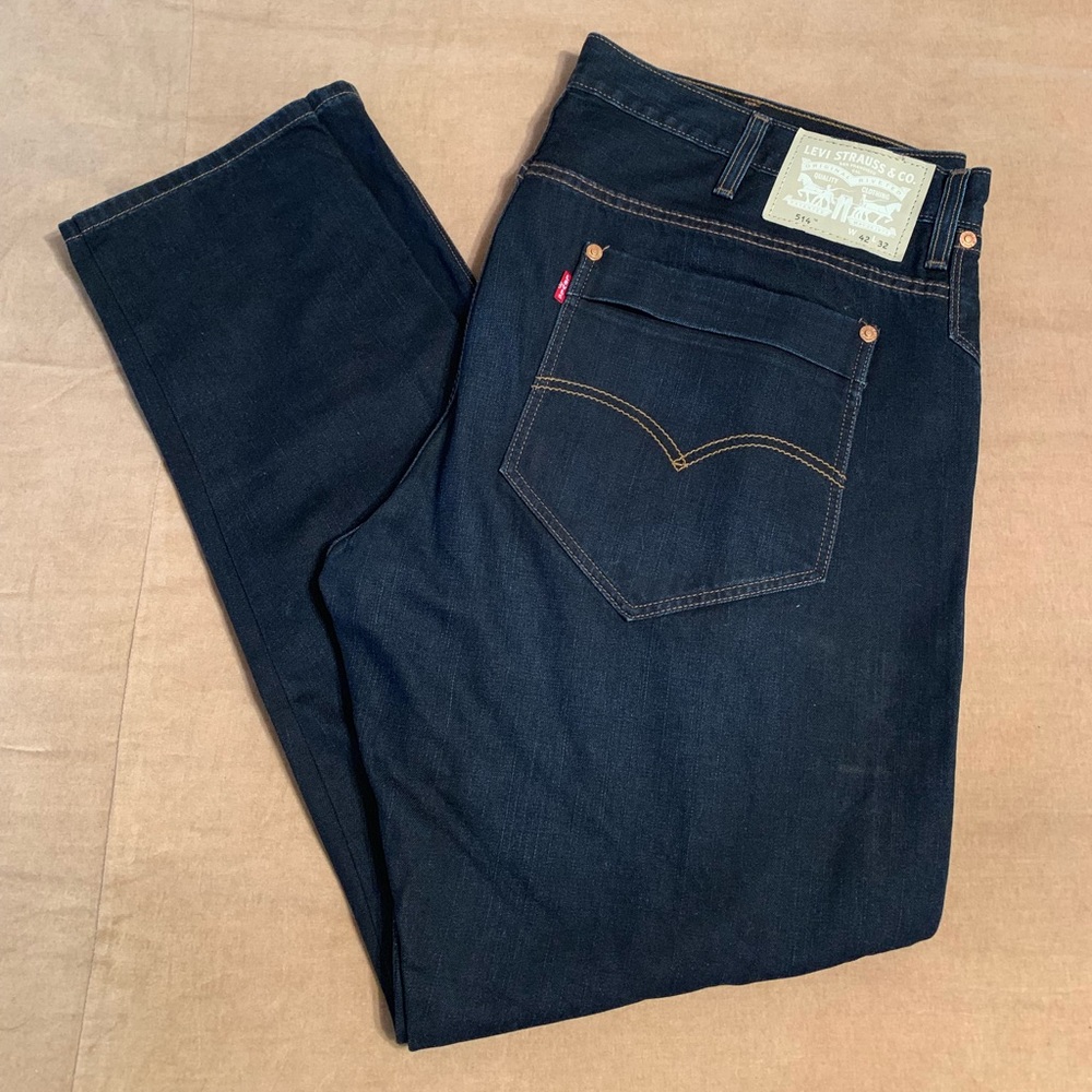 Levi Mens 514 Double Pocket Blue Jeans Size 42x32
